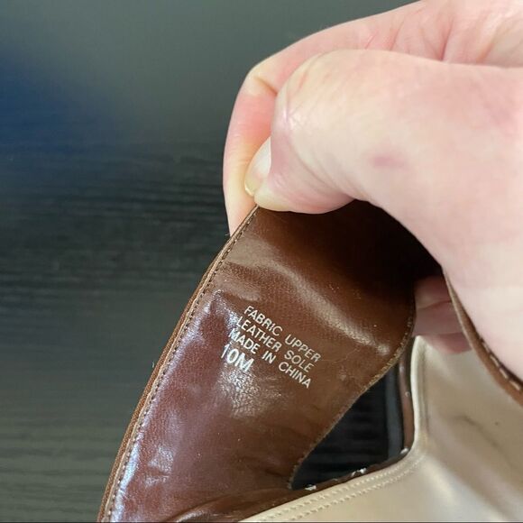 Circa Joan & David Brown Fabric Upper and Leather Sole Mule Sandal, 10 - Picture 8 of 15